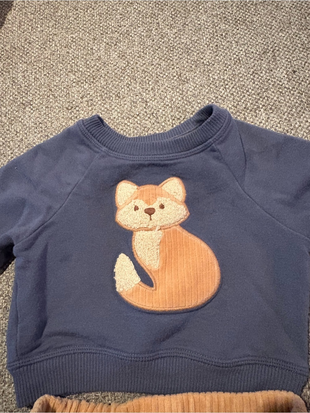 cloud island Navy Sweatshirt and Tan Corduroy Pants Matching Set - Picture 2 of 8